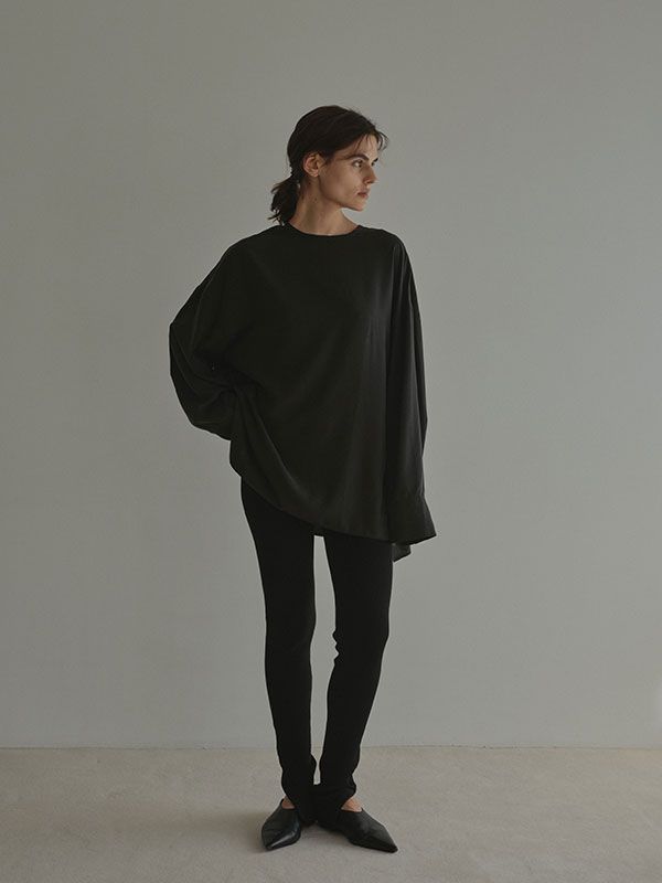 クルーネックオーバーサイズプルオーバー (BLACK)