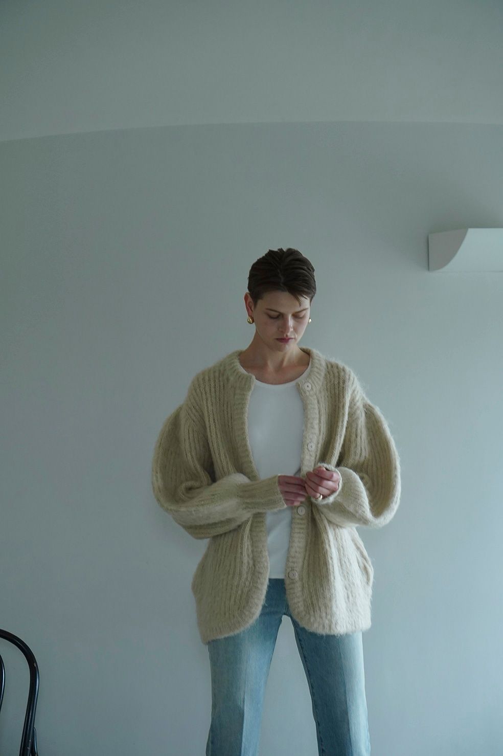 CLANE - カラー モヘア シャギー カーディガン - COLOR MOHAIR SHAGGY CARDIGAN IVORY | ADDICT  WEB SHOP