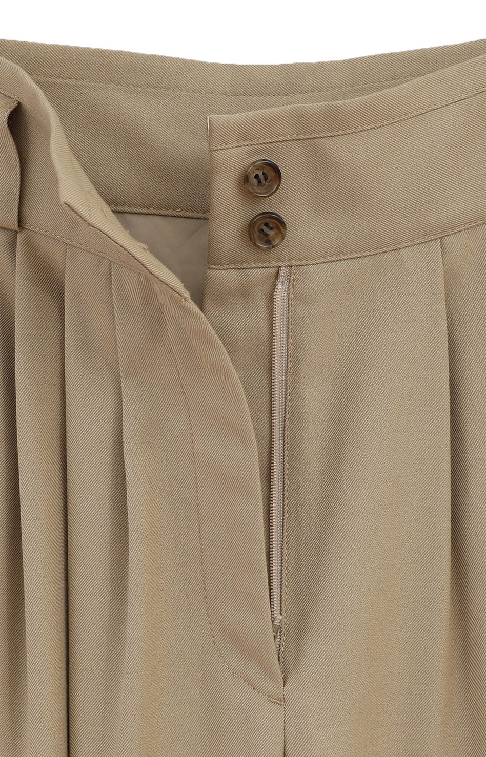 ベルトデザイン テーパードパンツ - WIDE BELT TUCK PANTS - BEIGE