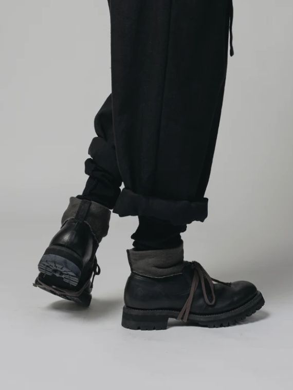 コットン リブ ダービーシューズ - COTTON RIB DERBY SHOES -  VI-3682-09 - A-BLACK
