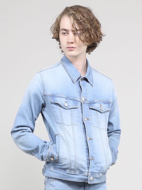 スーパーハイパワーデニム ビンテージアイスブリーチデニムジャケット - Vintage Blue Denim Jacket - SAXE