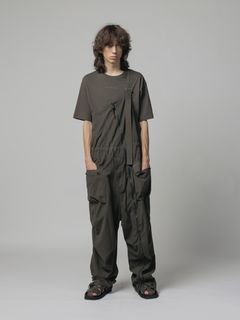 強撚ドライコットン オーバーオール - OLIVE DRAB