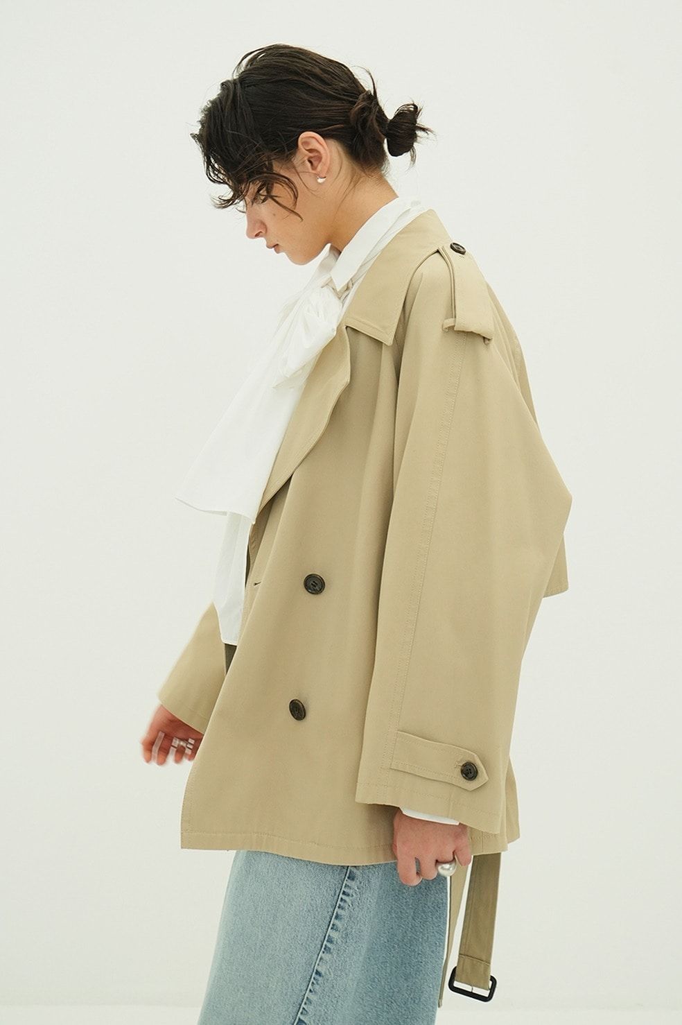 オーバー ショートトレンチコート - OVER SHORT TRENCH COAT (BEIGE)
