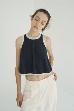 パイル フレアショートトップス - PILE FLARE TANK TOPS - NAVY