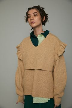 レイヤード フリル トップス  - Layered frill tops - BEIGE