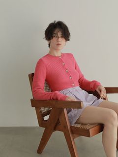 コンパクトニットカーディガン - PINK