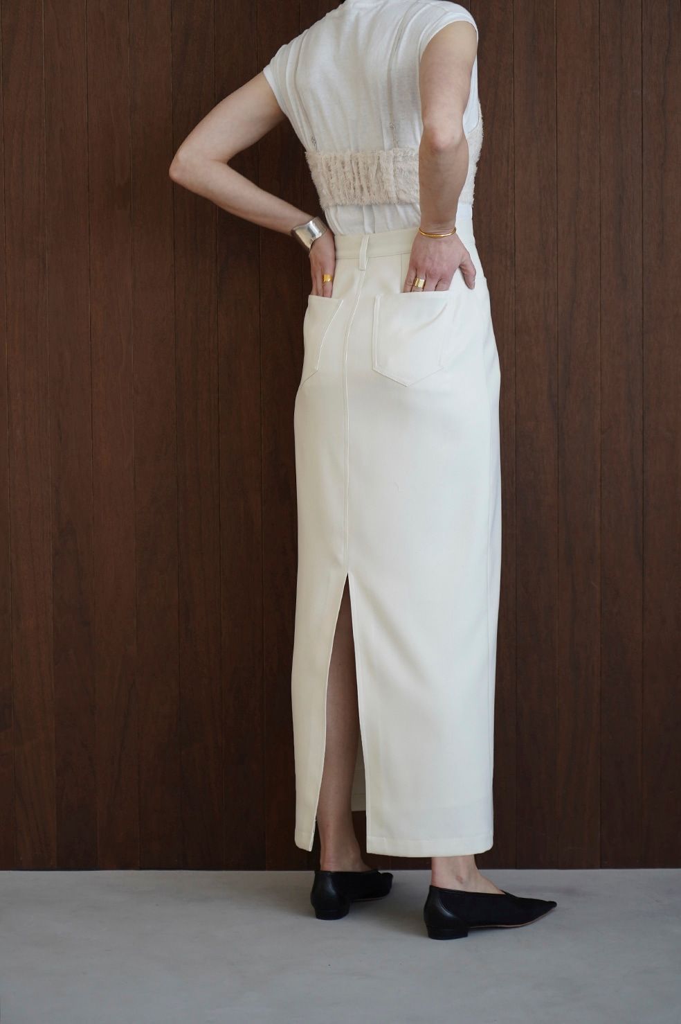 CLANE - スカート ロング スカート - STRAIGHT LONG SKIRT - WHITE ...