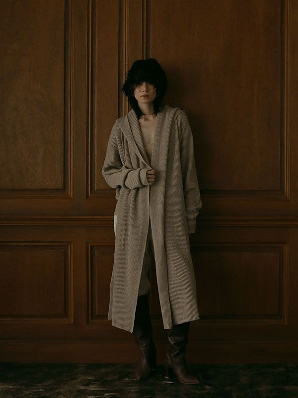 フーディーニットストール - BEIGE