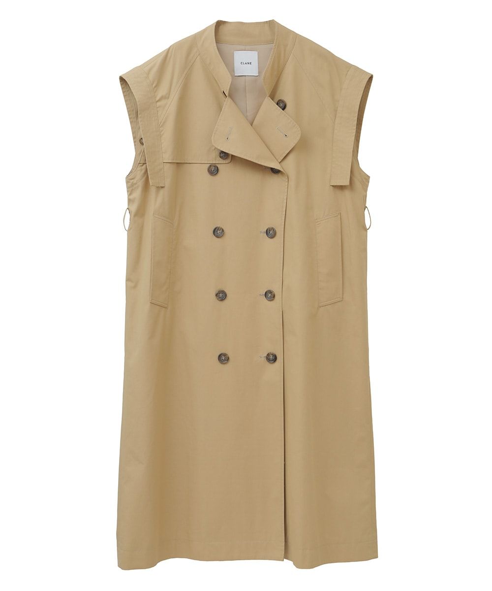 CLANE - 2WAY SQUARE SLEEVE TRENCH COAT BEIGE