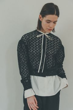 3D FLOWER LACE CARDIGAN - フラワーレースカーディガン - BLACK