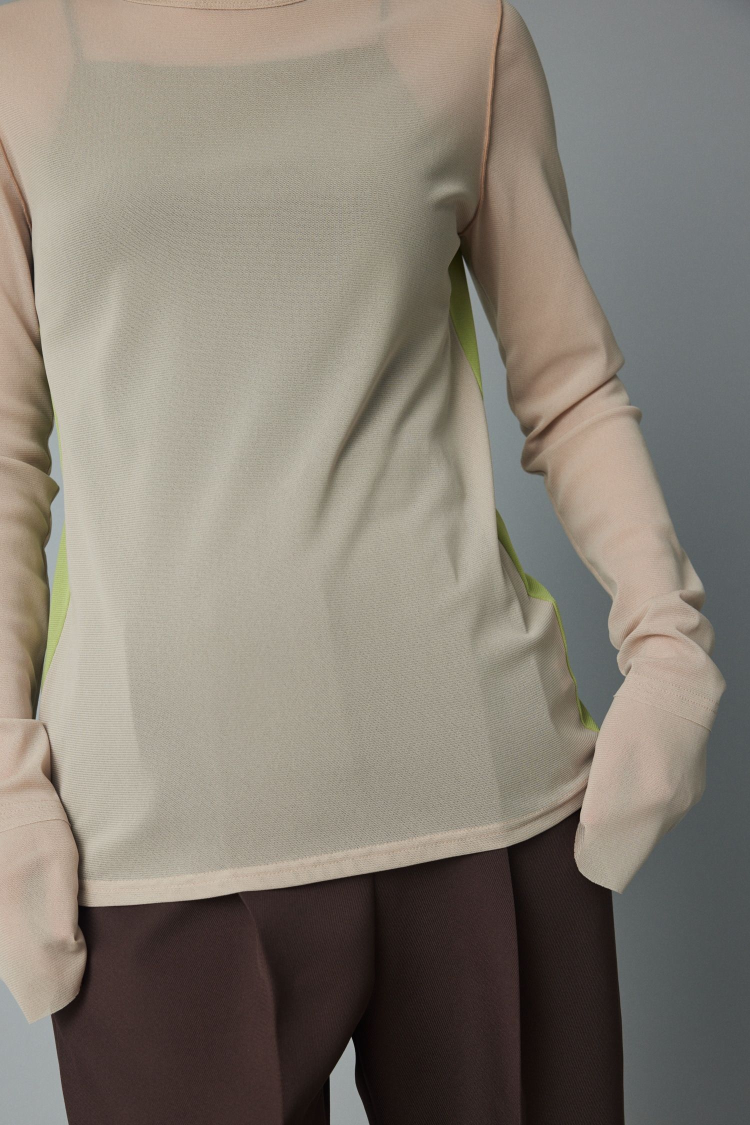 メッシュインナートップス - Mesh inner color tops - BEIGE