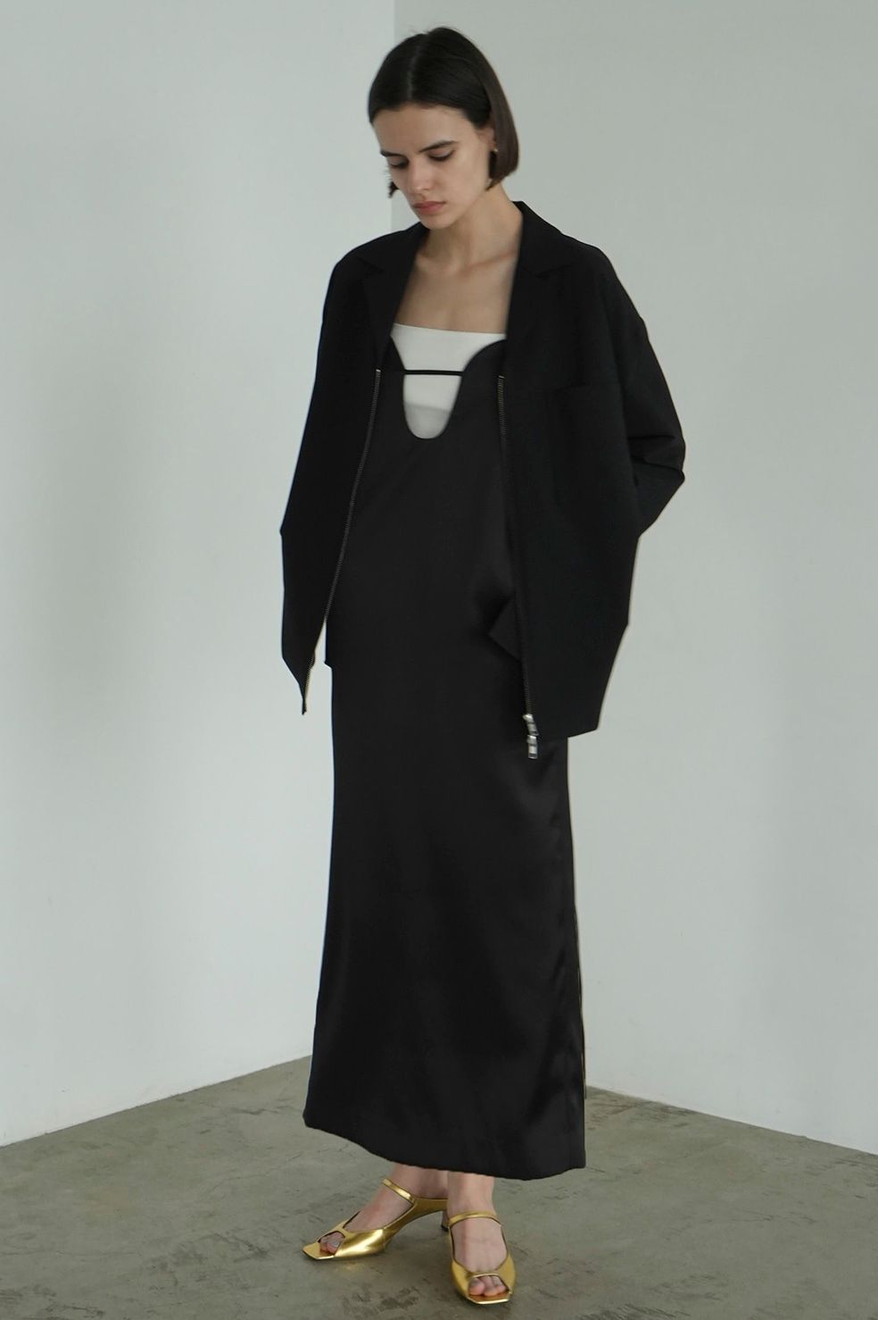 サッカーストライプ ジップシャツ - SUCKER STRIPE ZIP SHIRT - BLACK