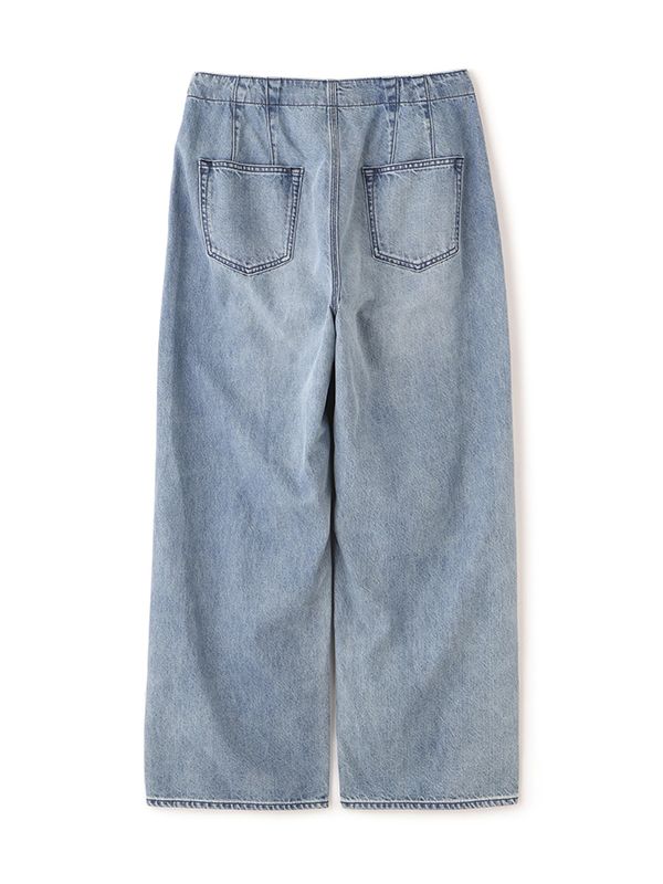 デニムタックワイドパンツ (BLUE)