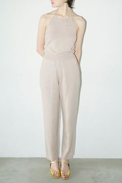 ホルターネック ニットオールインワン -  HALTER NECK KNIT ALL IN ONE - BEIGE