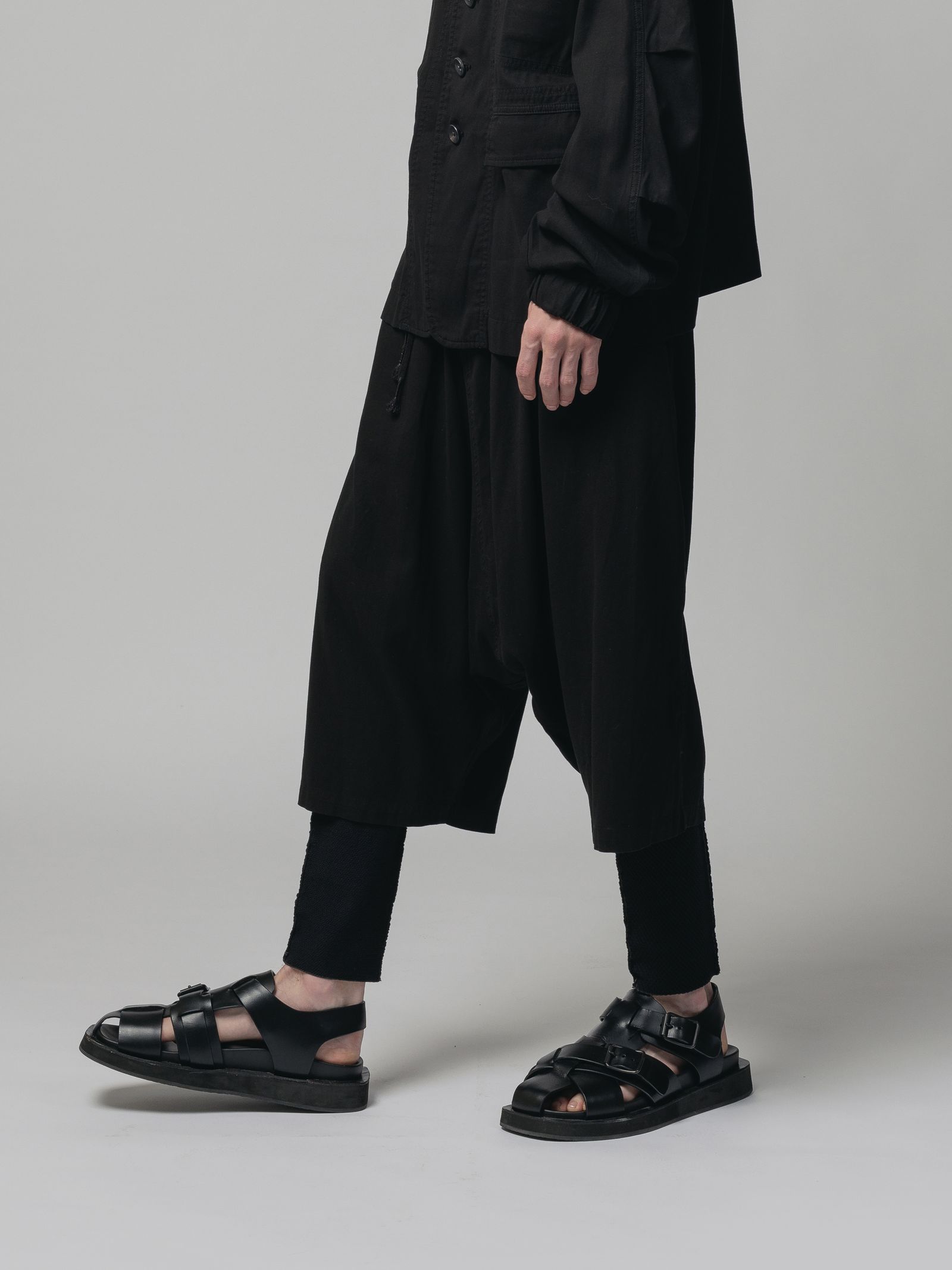 強撚コットンショーツ - BLACK