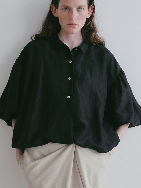 ボリュームスリーブバルーンシャツ (BLACK)