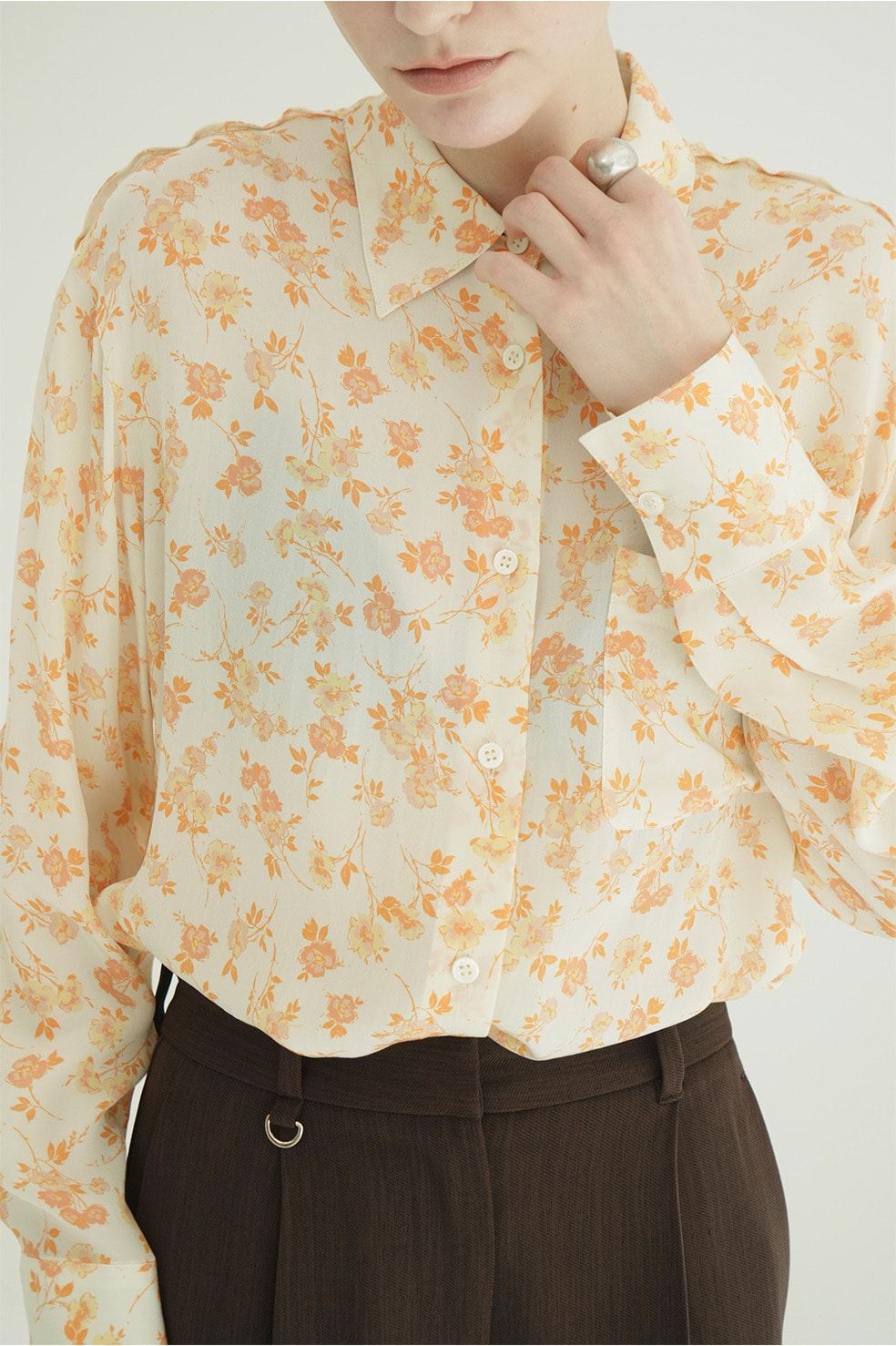 マーブルフラワーシャツ -  MABEL FLOWER SHIRT (ORANGE)