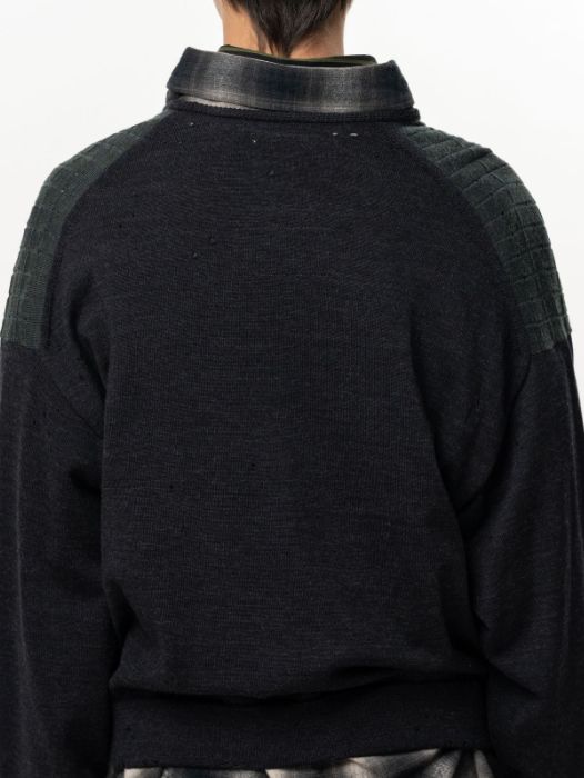 ディストレスト ニットカーディガン - Distressed Knit Cardigan (BLACK)