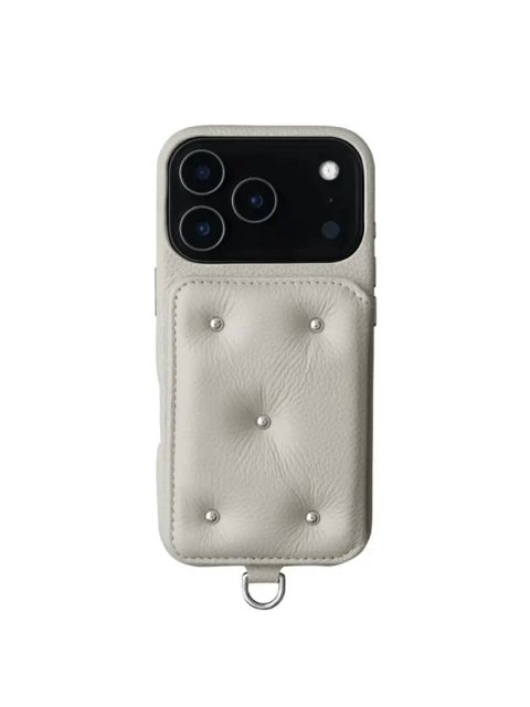 【BALLON CINQ】 手帳型 レザーケース iPhone 14～17シリーズ対応 (パール）
