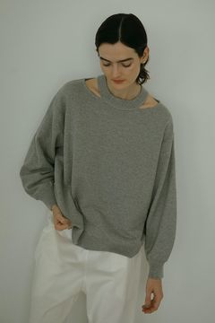 スリットネックスウェット - SLIT NECK SWEAT - GREY