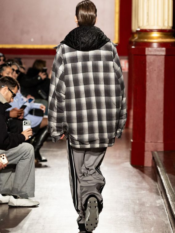フードチェックシャツ - HOODED CHECK SHIRT (BLACK)