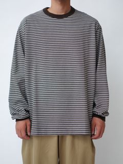 マルチボーダーロングスリーブカットソー  - MULTI BORDER L/S T-SHIRT BROWN