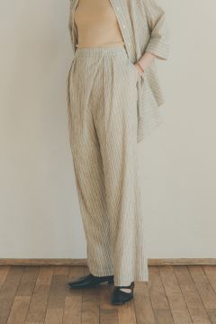 COTTON CREPE OVERLAP TUCK PANTS - IVORY