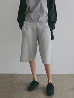 ダブルフェイスニットハーフパンツ(GREY)