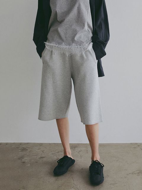 ダブルフェイスニットハーフパンツ(GREY)