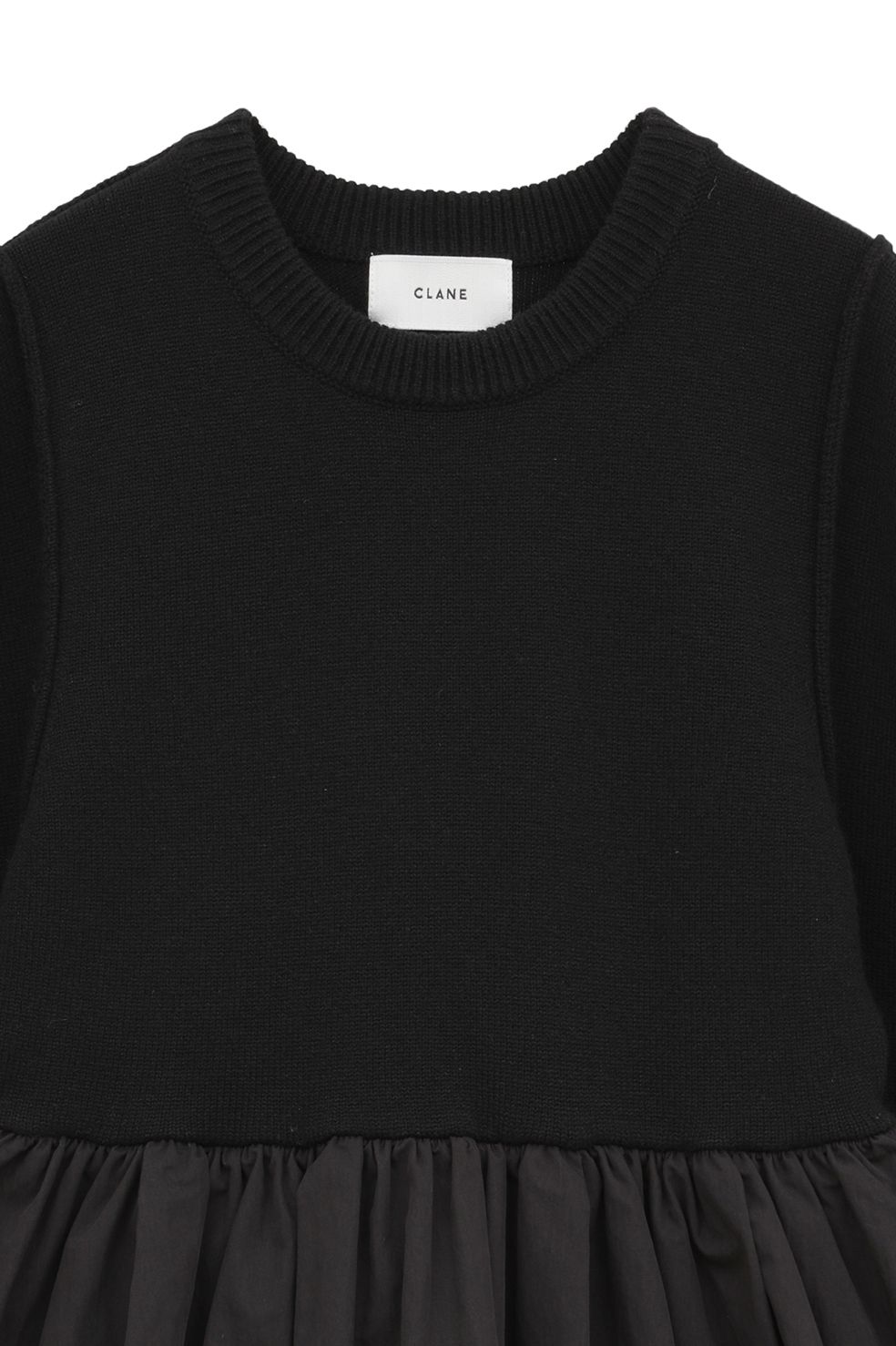 パワーショルダーニットトップス - DOCKING POWERSHOULDER KNIT TOPS - BLACK