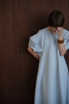 ネック リボン ランタン スリーブ ワンピース - NECK RIBBON LANTERN SLEEVE ONE PIECE - ICE BLUE