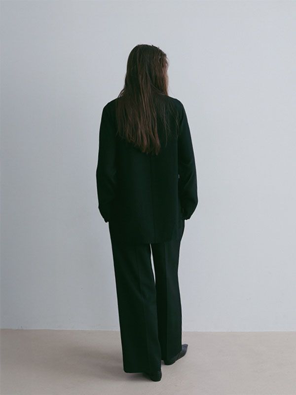 SANTEセンタークリースセミワイドパンツ (BLACK)