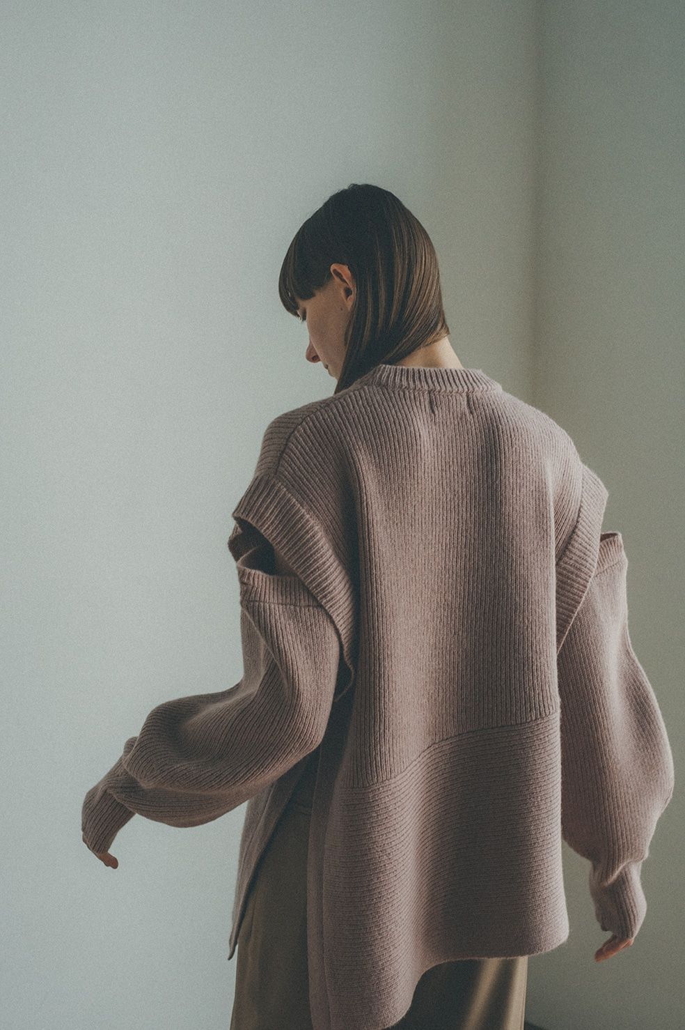 CLANE - 2WAY SLANT KNIT TOPS - スラントニットトップス - PINK ...