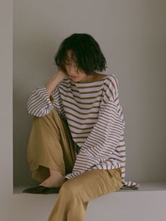 mixボーダートップス - BEIGE