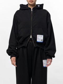 【レディース】 クロップドジップパーカー - ZIP PARKA (BLACK)