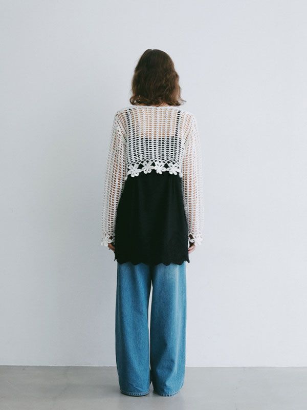 クロシェニットカーディガン (WHITE)
