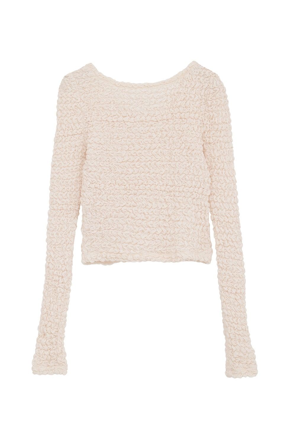 ダブルフェイス シャーリング カーディガン  - W FACE SOFT SHIRRING CARDIGAN (WHITE)