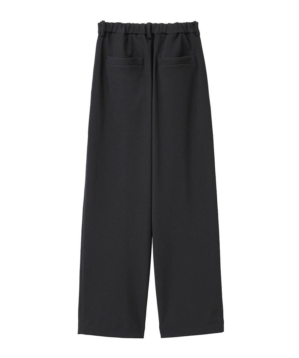 RIB STRIPE TUCK PANTS - BLACK