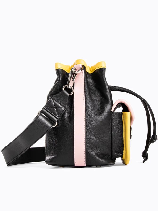 アルファデイ バケットハンドバッグ -  PINK-YELLOW-BLACK