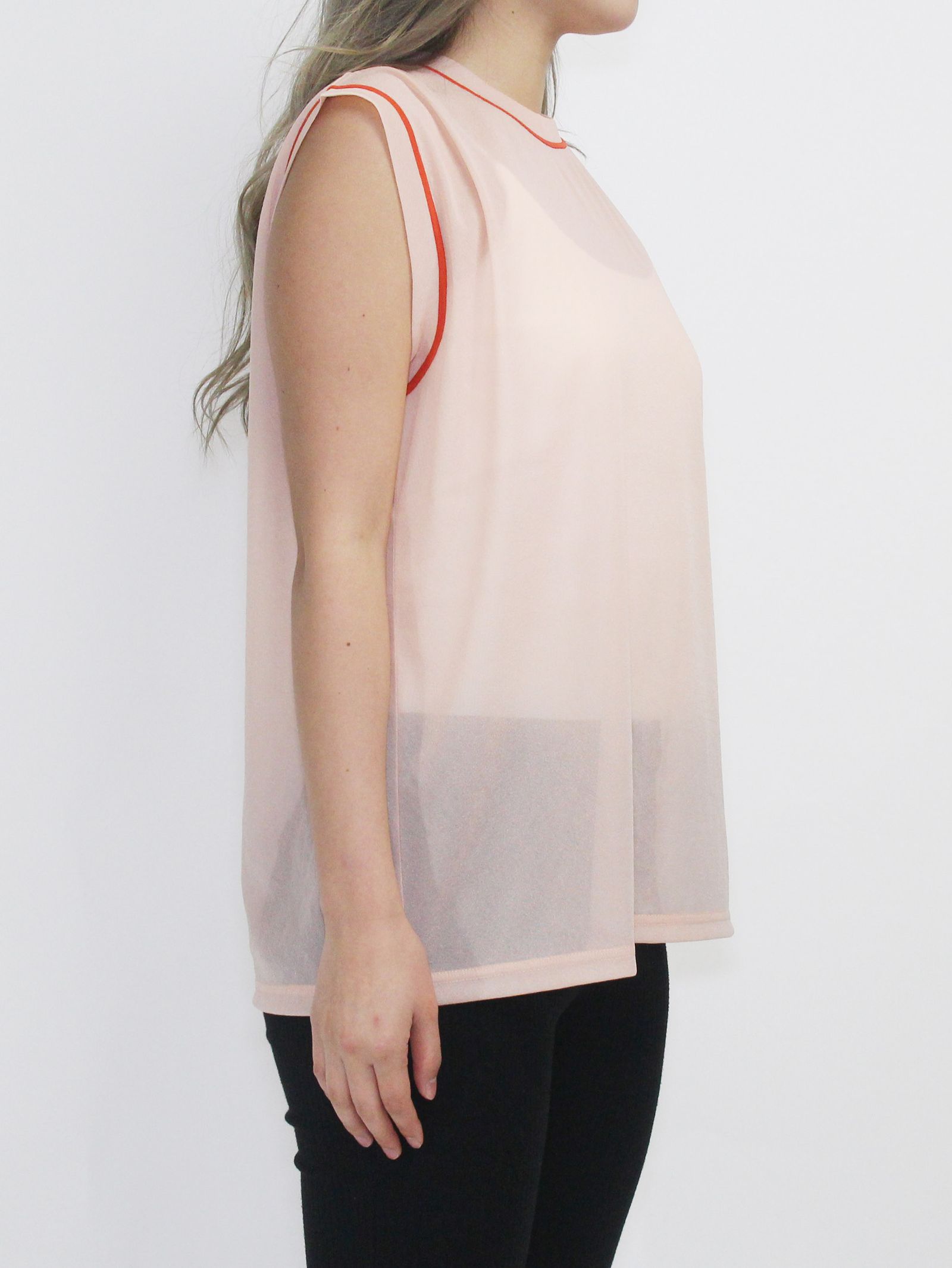 ノースリーブカットソー - LINE SHEER S/S - PINK
