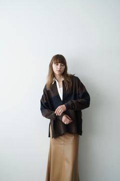 ディープ ネック ワイド ラグビーシャツ - DEEP NECK WIDE RUGBY SHIRT - BROWN