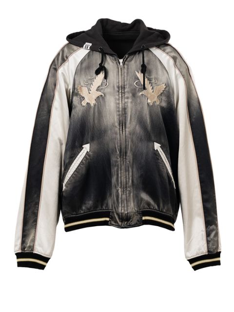 リバーシブルスーベニアジャケット - Reversible Hoodie Layered Souvenir Jacket (BLACK)