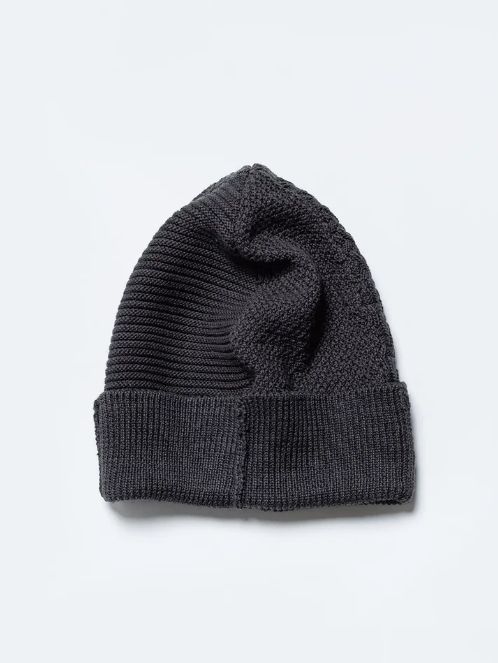 コットン/リネン ニットキャップ - Knit Hat - B/GREY