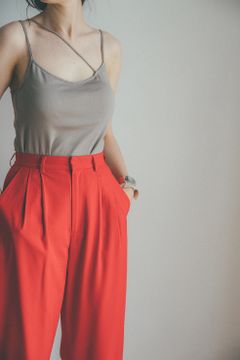 キャミソール -  SLANT STRAP CAMI TOPS - GREY