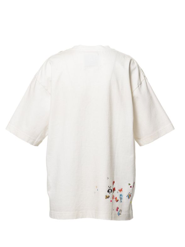 キッズステッカープリントティーシャツ - Kids Sticker Printed T-shirt （WHITE)