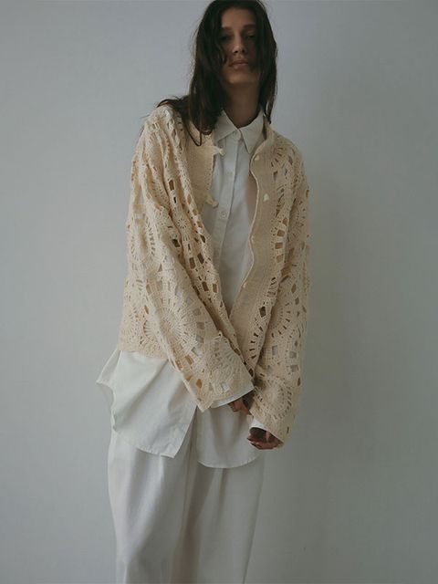 エンブロイダリーニットジャケット (IVORY)