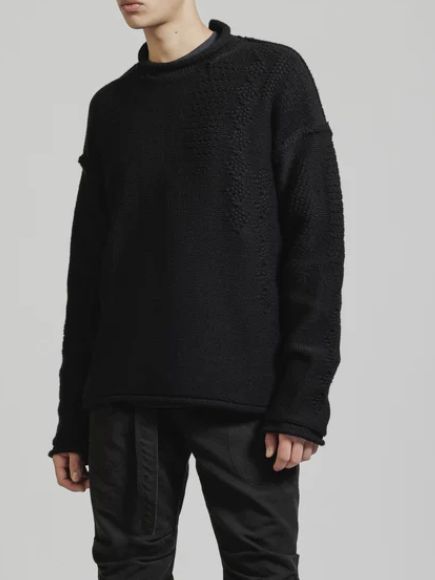 3G 変わり編み プルオーバーニット - PULLOVER KNIT BLACK