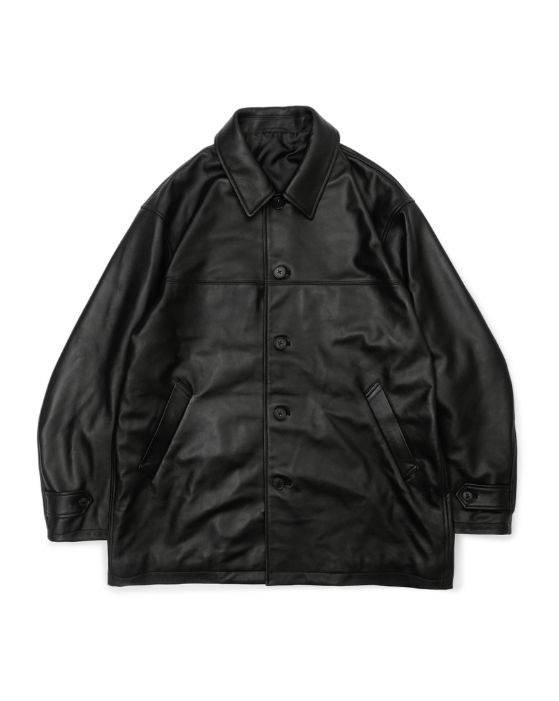 レザーカーコート -  LEATHER CAR COAT - BLACK