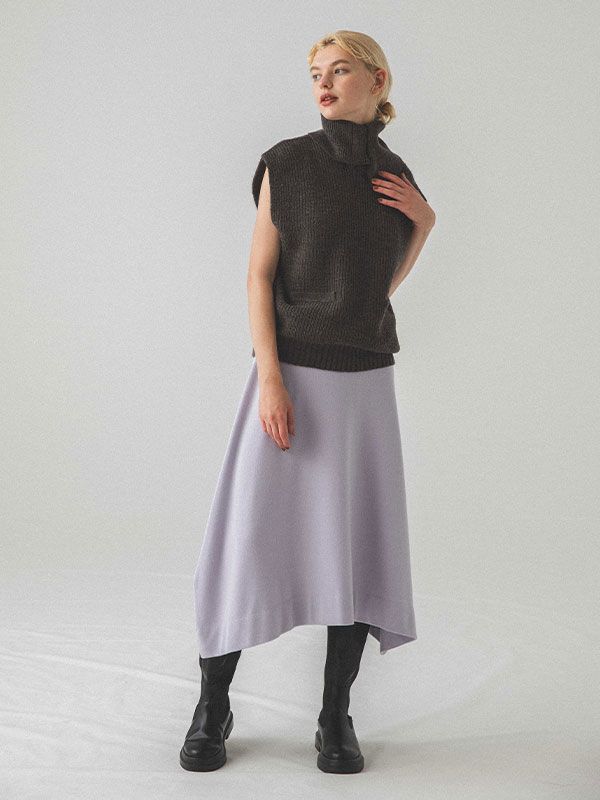 タックネックノースリルーズニットプルオーバー - GREY
