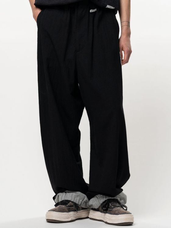 スウェット レイヤード ウール パンツ - Sweat Layered Wool Pants (BLACK)